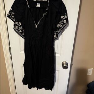 Old Navy Black Mini Dress with White Floral Accents